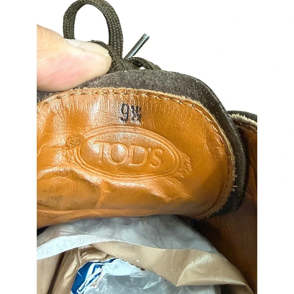 Tods Men Brown Suede‎ Chukka Boots Moc Toe Leather Lined Made in Italy Size 9.5